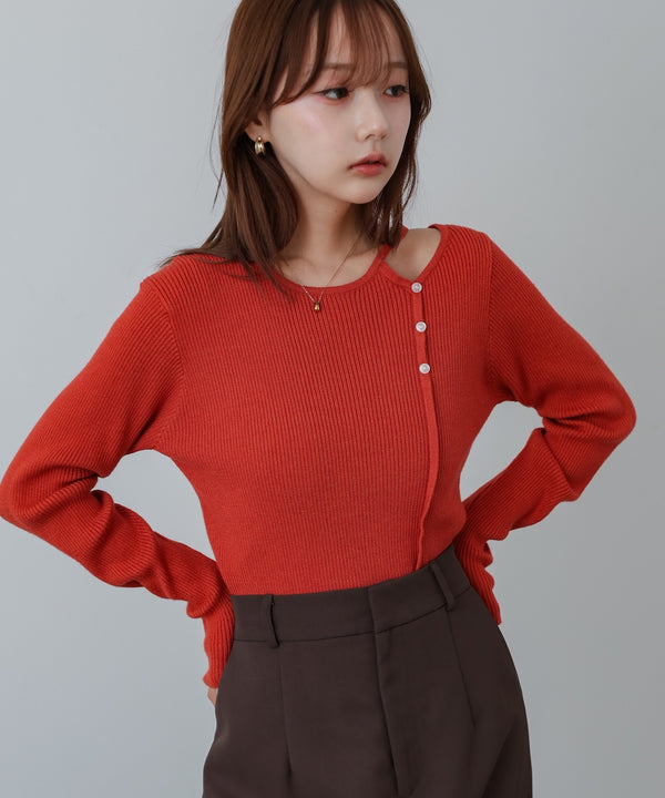 ショルダースリットニットトップス