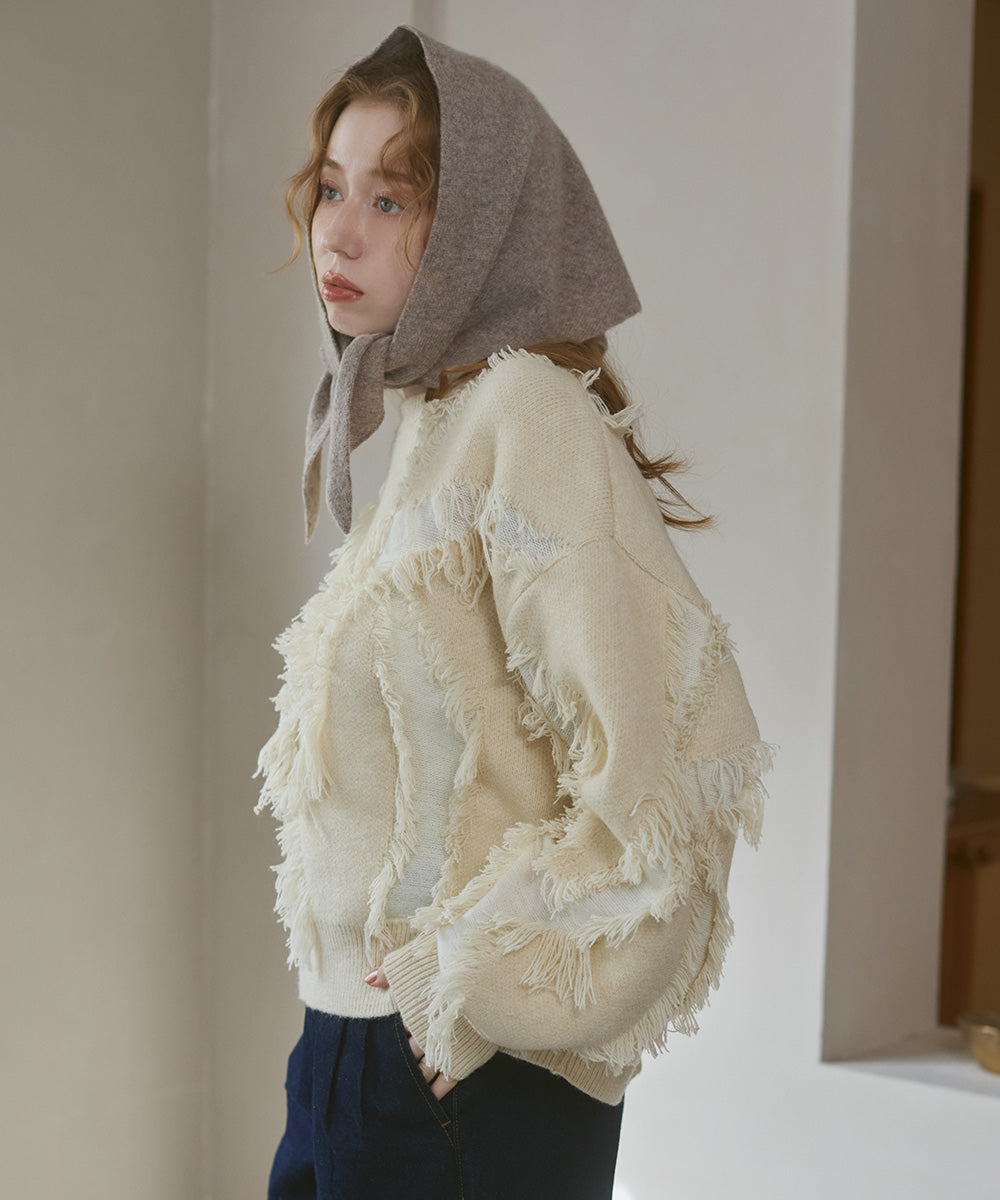 シャギージャガードニットトップス