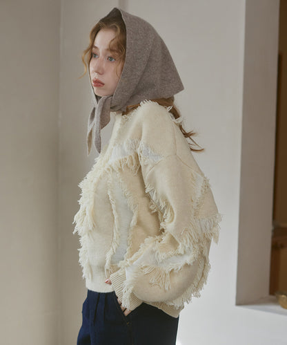 シャギージャガードニットトップス