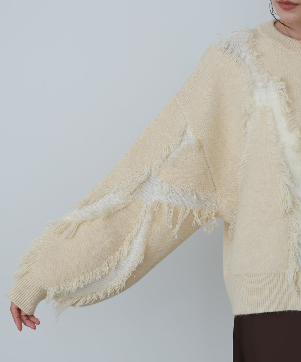 シャギージャガードニットトップス