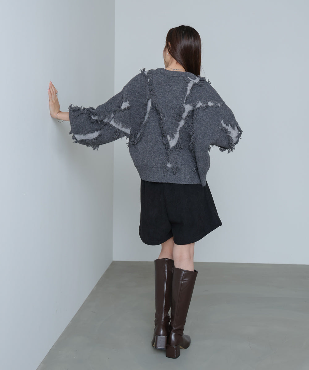 シャギージャガードニットトップス