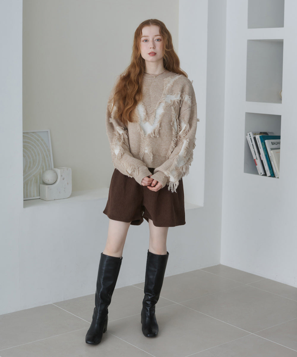 シャギージャガードニットトップス