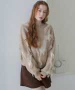 シャギージャガードニットトップス