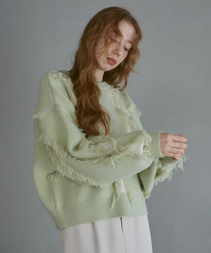 シャギージャガードニットトップス