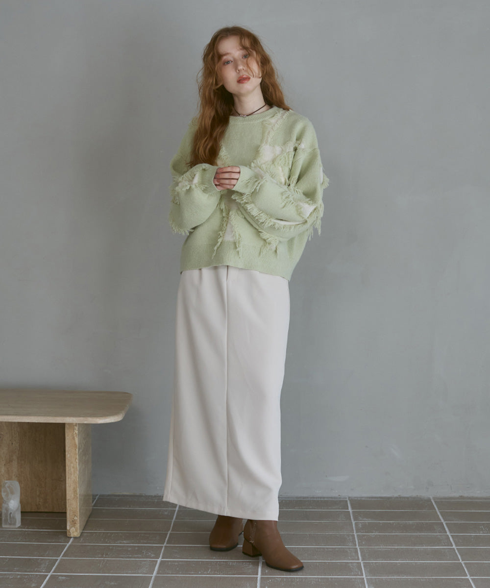 シャギージャガードニットトップス