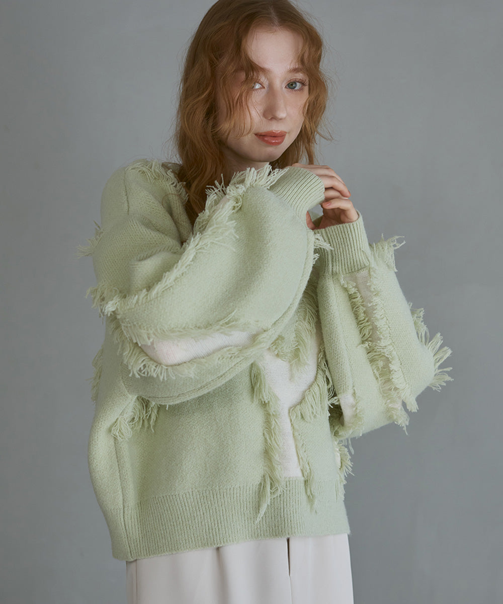 シャギージャガードニットトップス