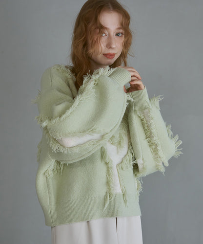 シャギージャガードニットトップス