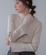 【選べるネック】チュールレイヤードリブニット