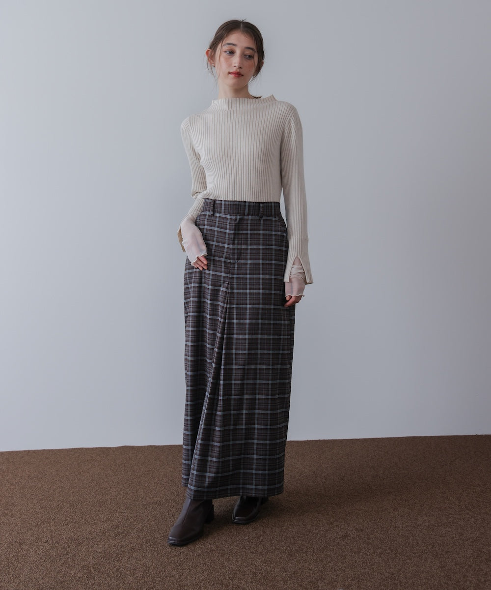 【選べるネック】チュールレイヤードリブニット