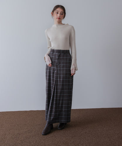 【選べるネック】チュールレイヤードリブニット