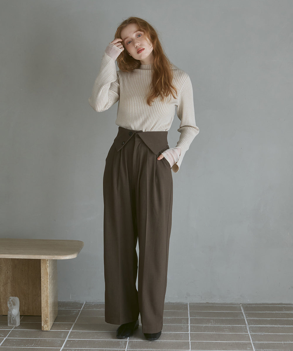 【選べるネック】チュールレイヤードリブニット