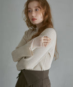 【選べるネック】チュールレイヤードリブニット