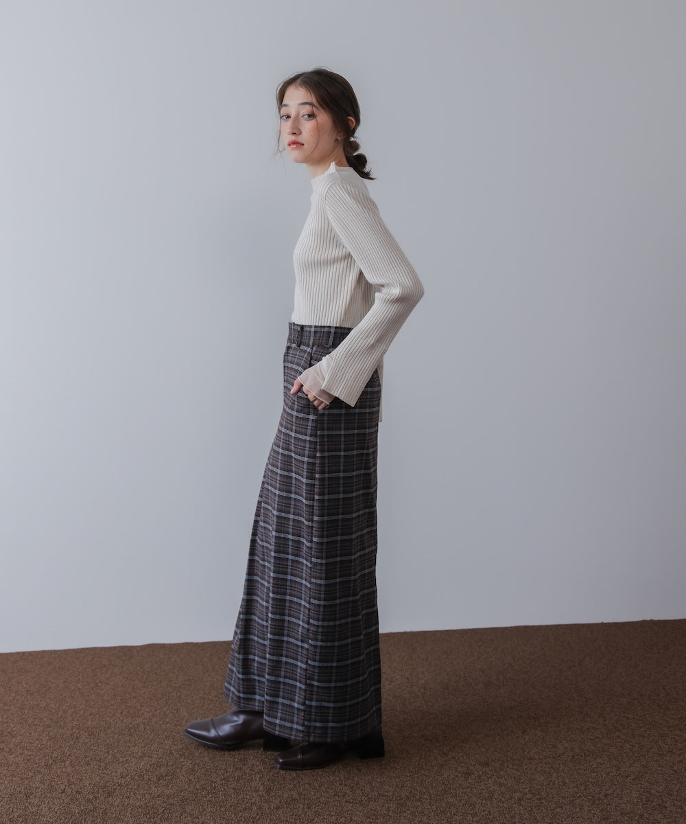 【選べるネック】チュールレイヤードリブニット