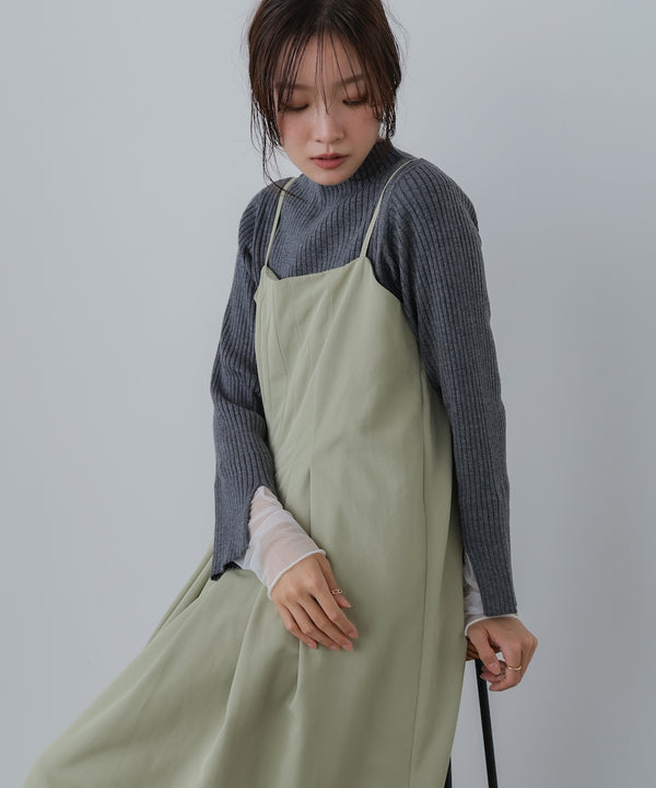 【選べるネック】チュールレイヤードリブニット