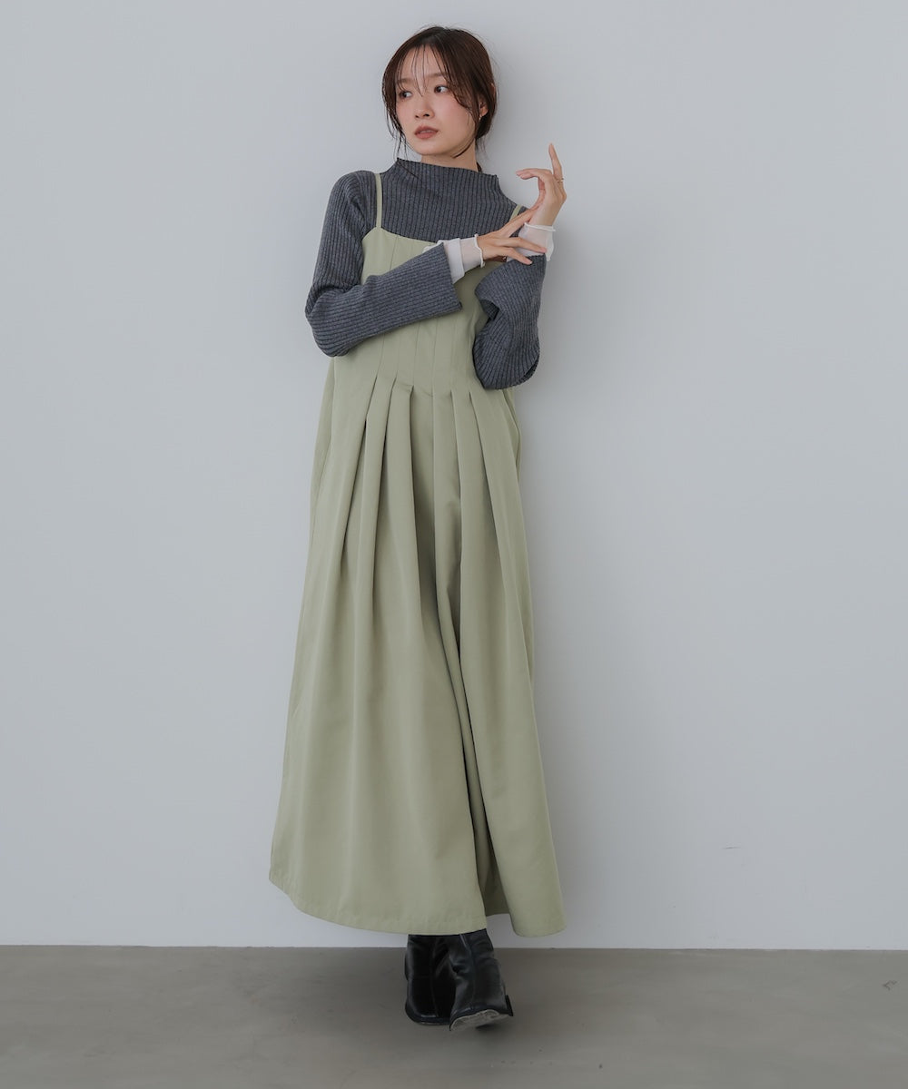 【選べるネック】チュールレイヤードリブニット