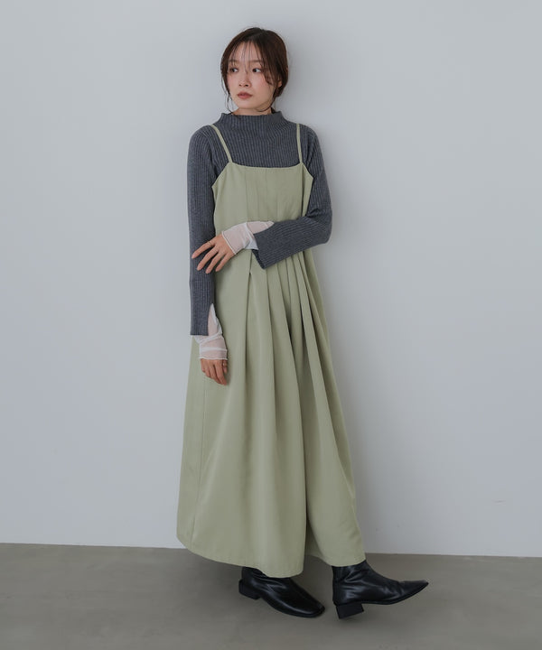 【選べるネック】チュールレイヤードリブニット