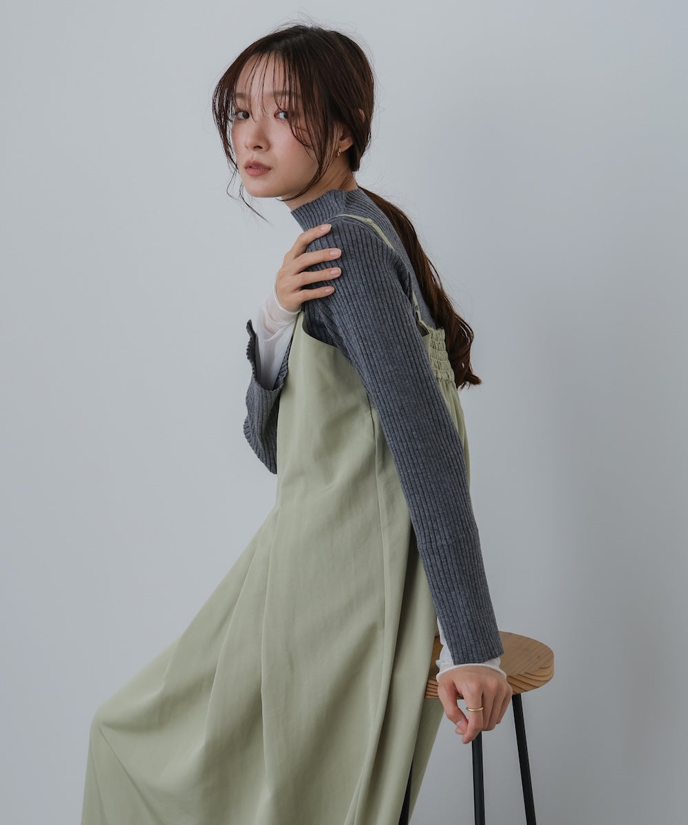 【選べるネック】チュールレイヤードリブニット