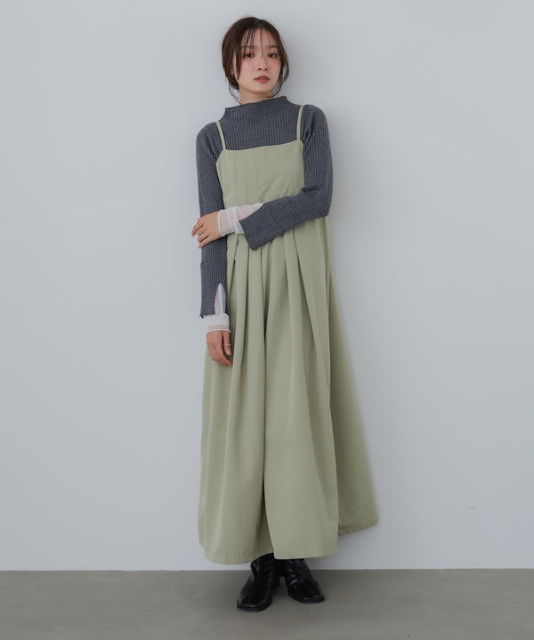 【選べるネック】チュールレイヤードリブニット