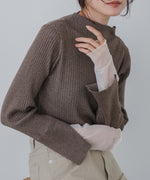 【選べるネック】チュールレイヤードリブニット
