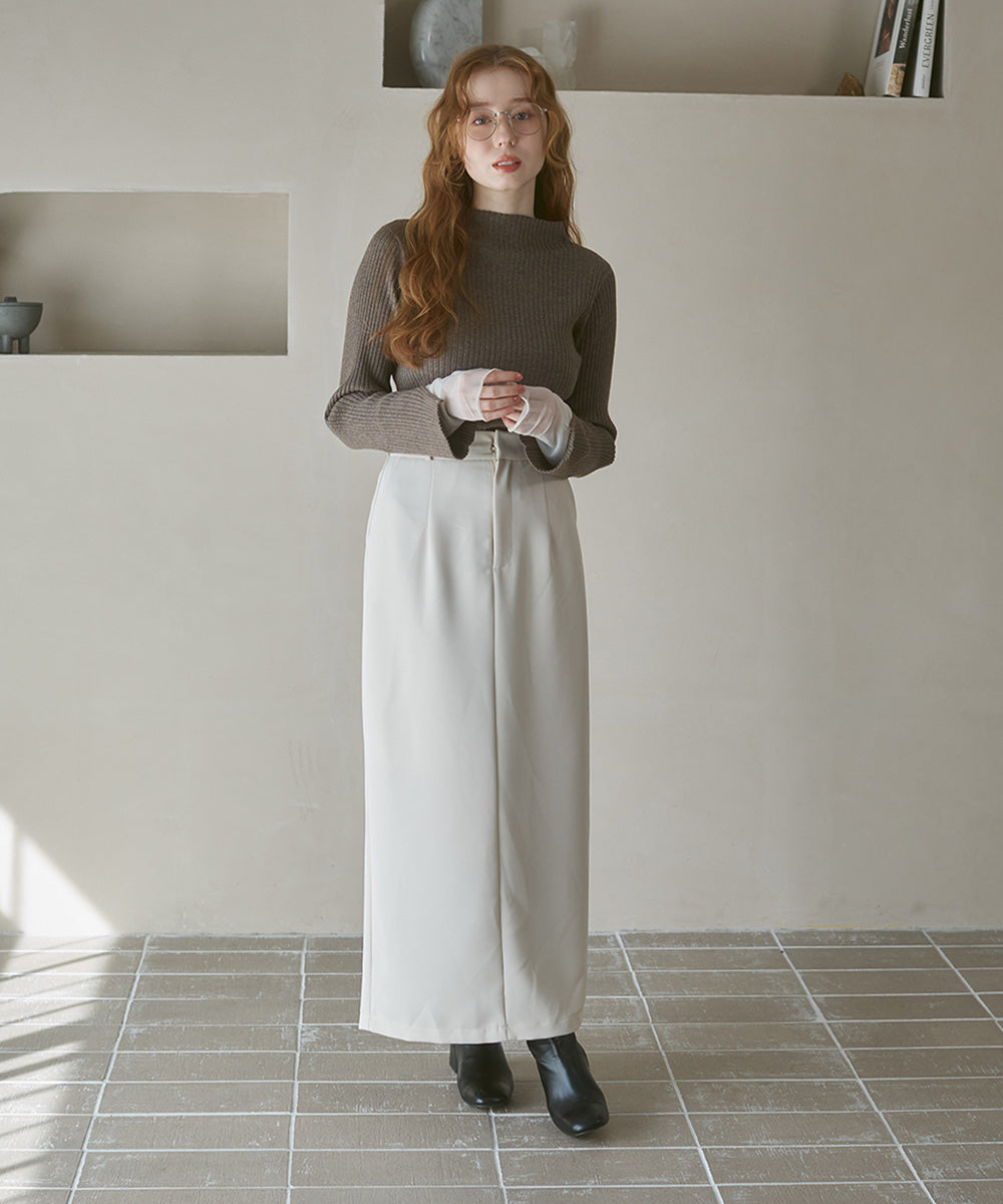 【選べるネック】チュールレイヤードリブニット