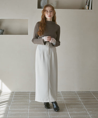 【選べるネック】チュールレイヤードリブニット