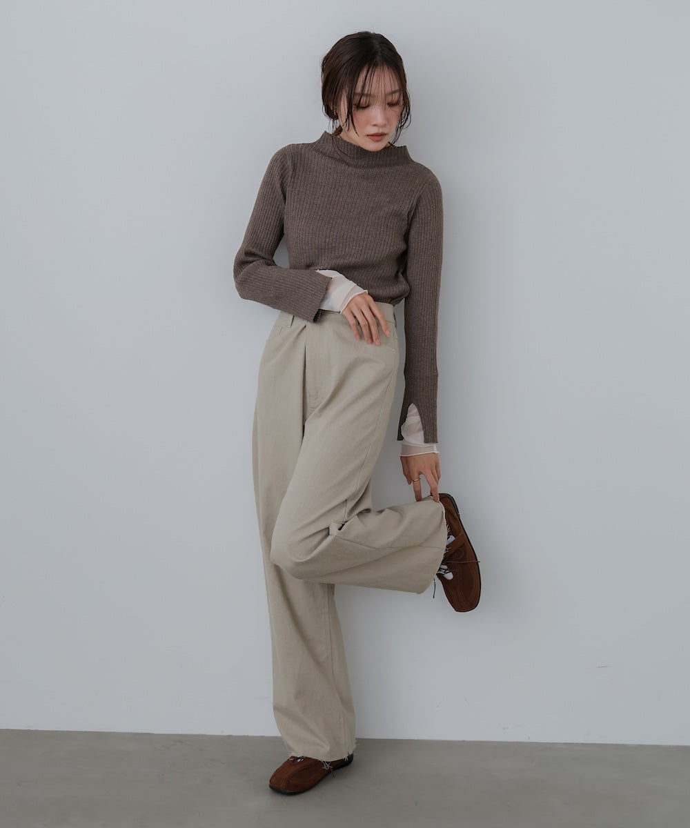 【選べるネック】チュールレイヤードリブニット