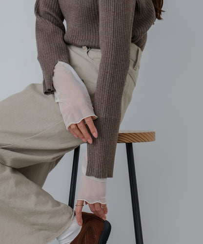 【選べるネック】チュールレイヤードリブニット