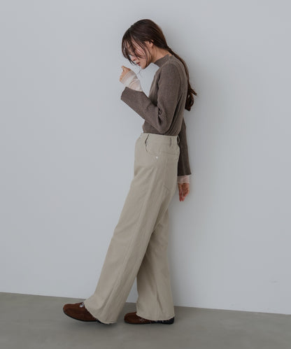 【選べるネック】チュールレイヤードリブニット