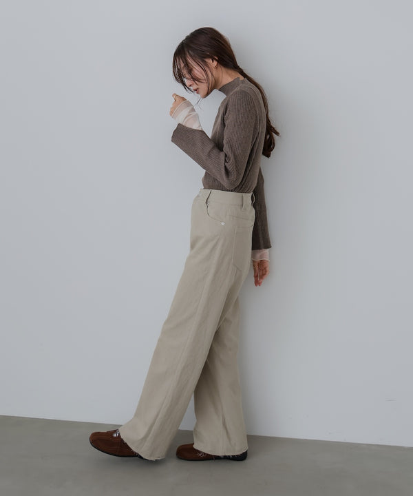 【選べるネック】チュールレイヤードリブニット