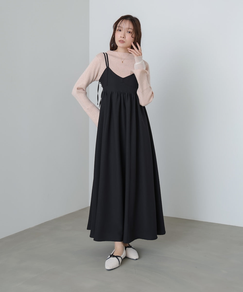 【選べるネック】チュールレイヤードリブニット