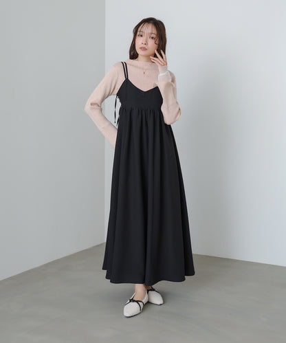 【選べるネック】チュールレイヤードリブニット