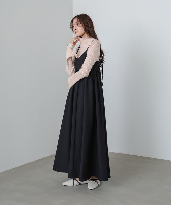 【選べるネック】チュールレイヤードリブニット