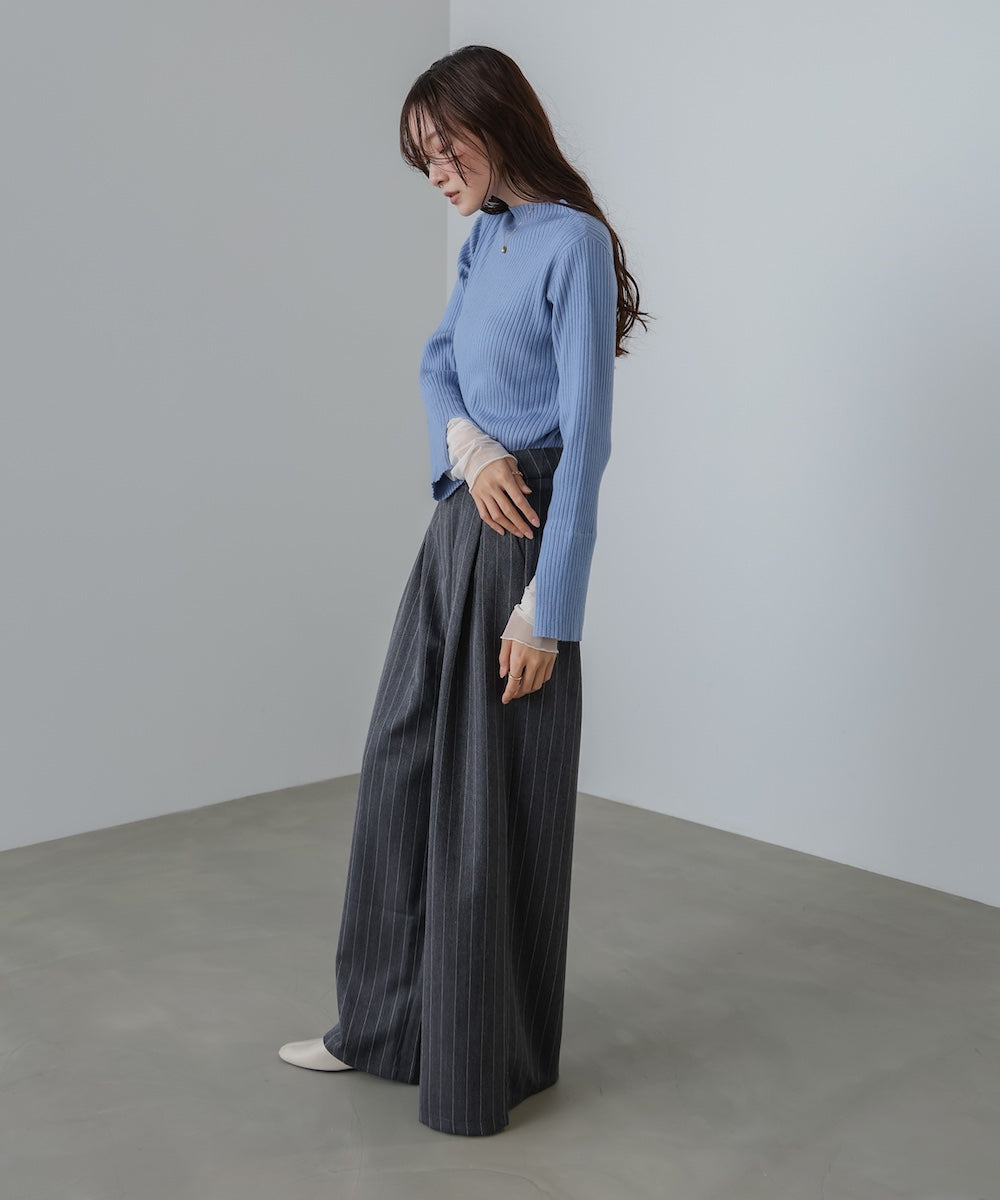 【選べるネック】チュールレイヤードリブニット