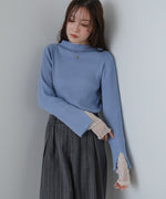 【選べるネック】チュールレイヤードリブニット