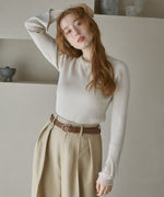 【選べるネック】チュールレイヤードリブニット