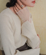 【選べるネック】チュールレイヤードリブニット