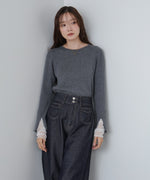 【選べるネック】チュールレイヤードリブニット