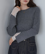 【選べるネック】チュールレイヤードリブニット