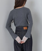 【選べるネック】チュールレイヤードリブニット