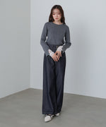 【選べるネック】チュールレイヤードリブニット