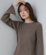 【選べるネック】チュールレイヤードリブニット