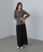 【選べるネック】チュールレイヤードリブニット