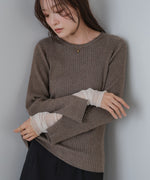 【選べるネック】チュールレイヤードリブニット
