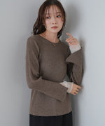 【選べるネック】チュールレイヤードリブニット