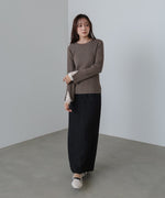 【選べるネック】チュールレイヤードリブニット