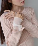 【選べるネック】チュールレイヤードリブニット