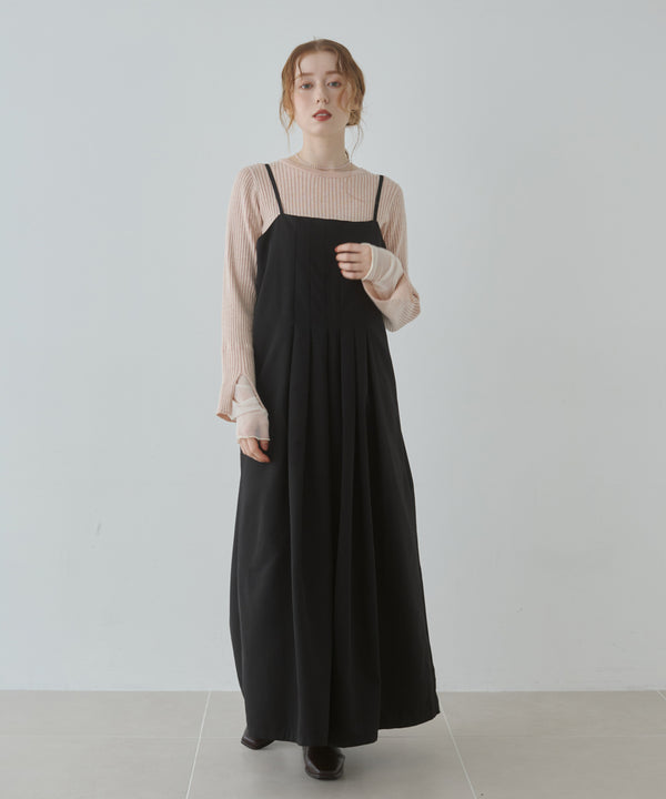 【選べるネック】チュールレイヤードリブニット