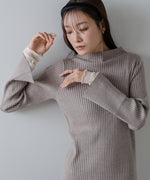 【選べるネック】チュールレイヤードリブニット