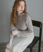 【選べるネック】チュールレイヤードリブニット