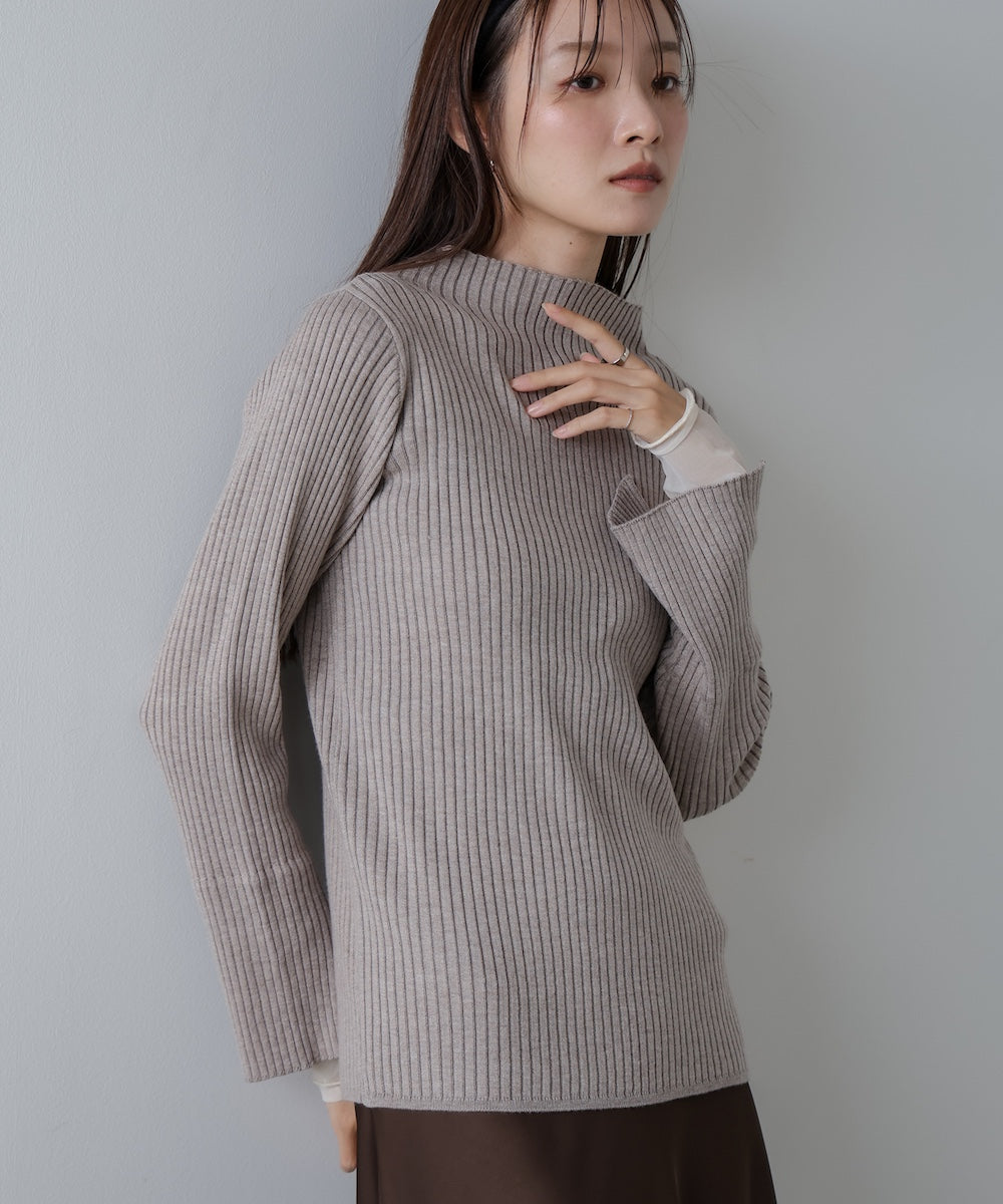 【選べるネック】チュールレイヤードリブニット